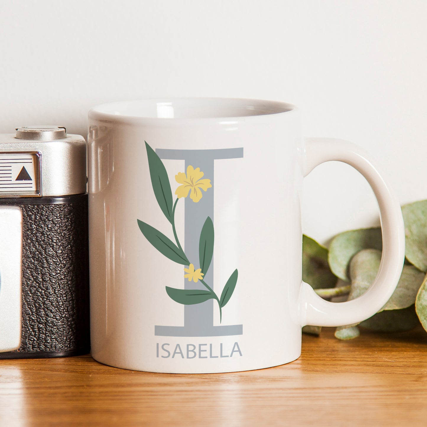 Personalised Floral Initial Mug