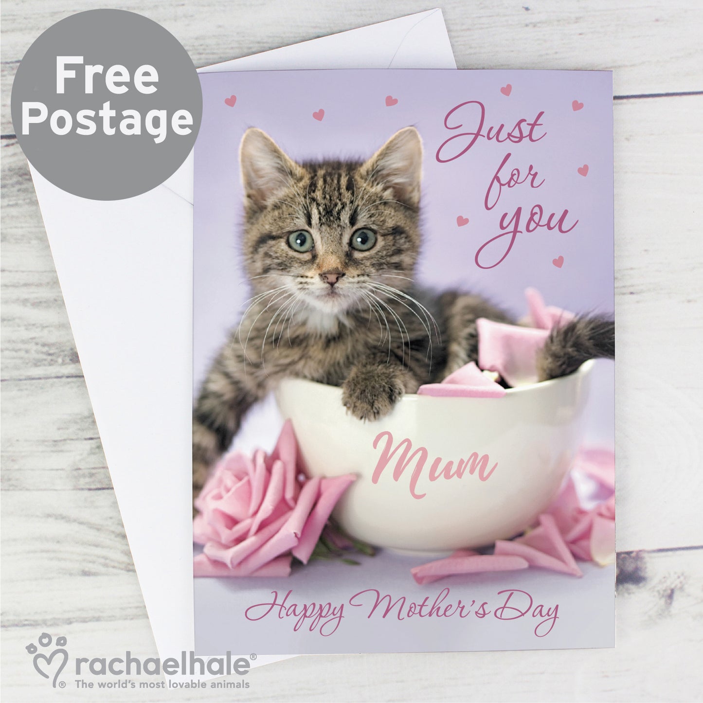 Personalised Rachael Hale 'Just for You' Kitten Card