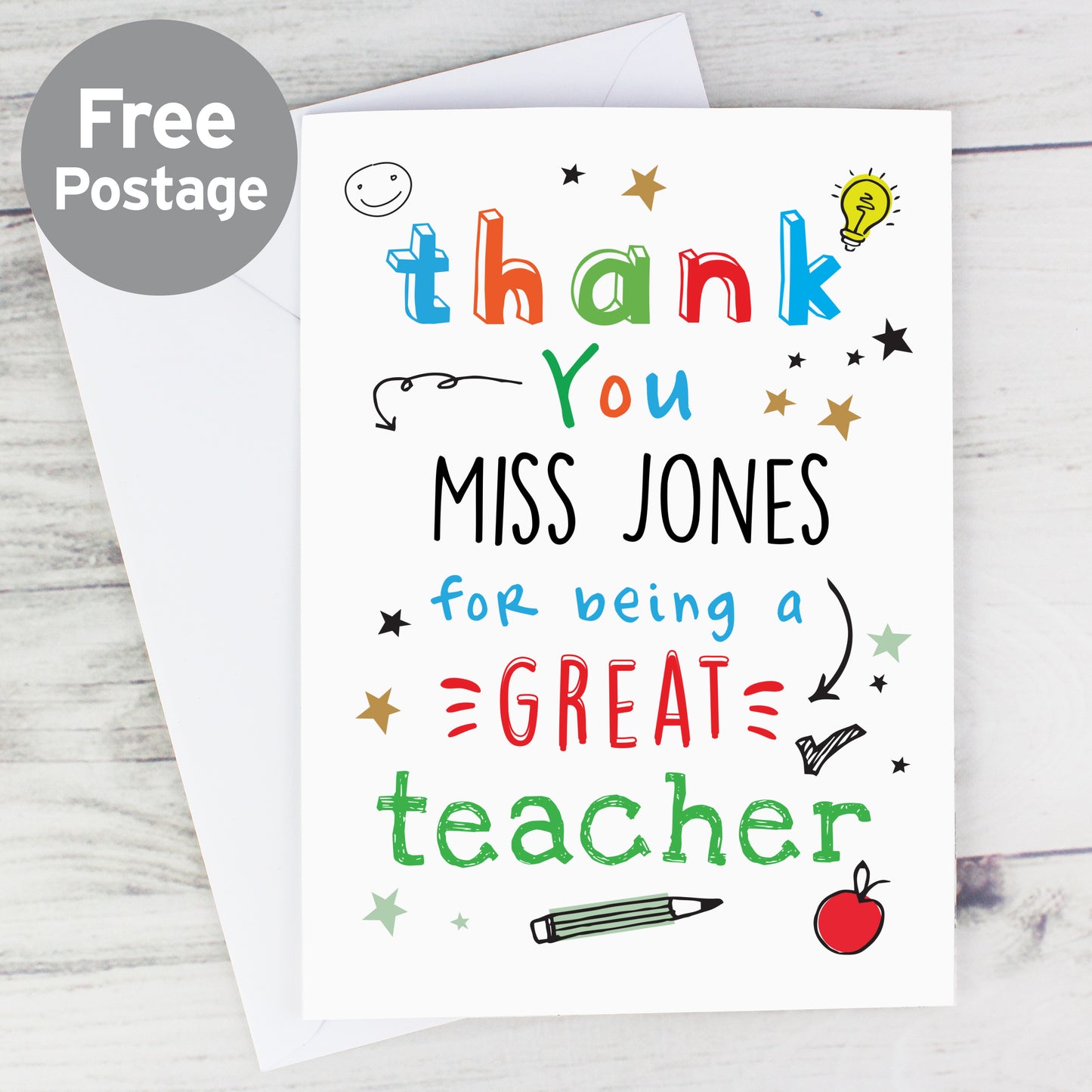 Personalised Thank You Teacher Card