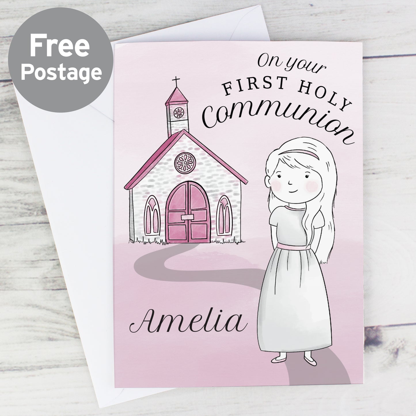 Personalised Girls First Holy Communion Card