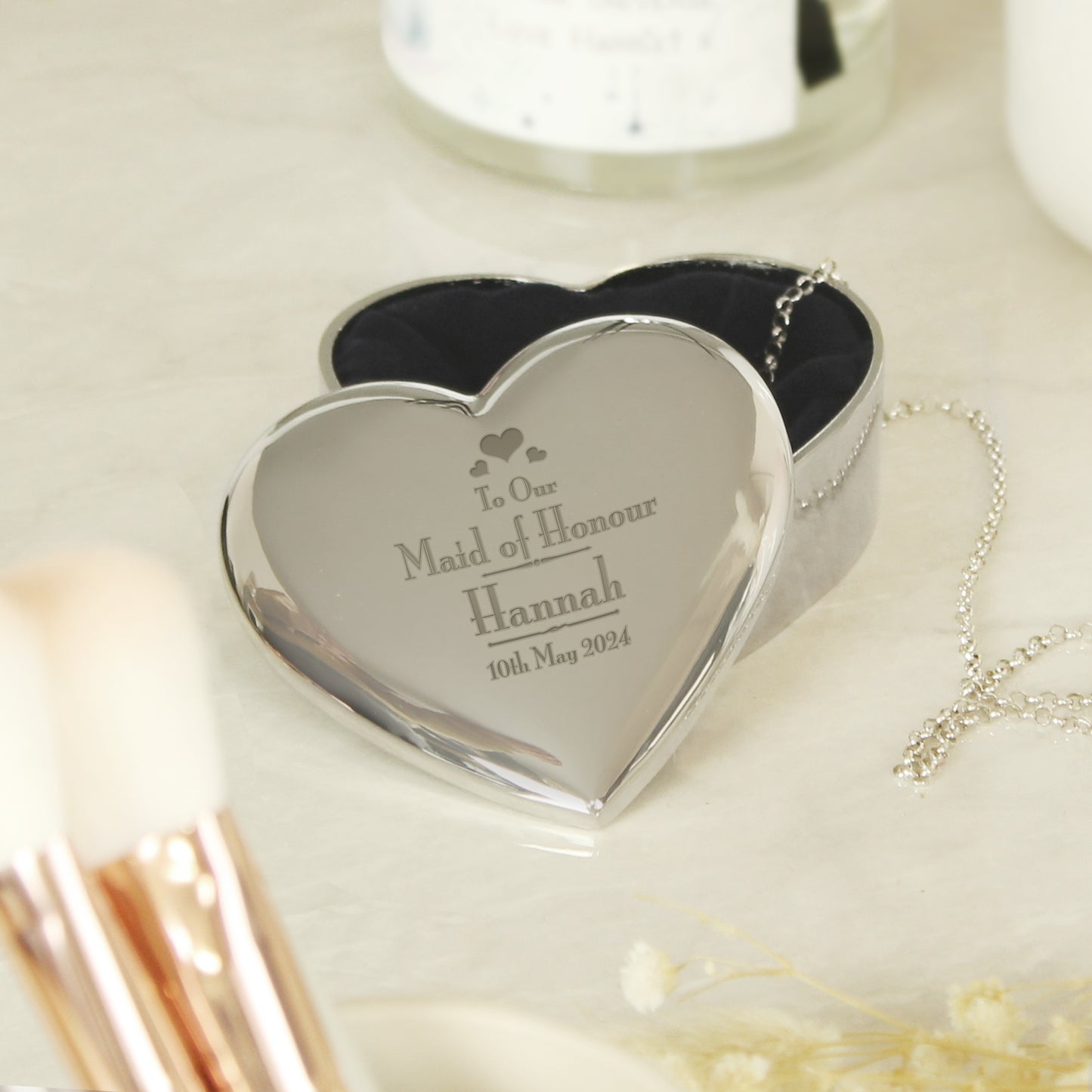 Personalised Decorative Wedding Maid of Honour Heart Trinket Box