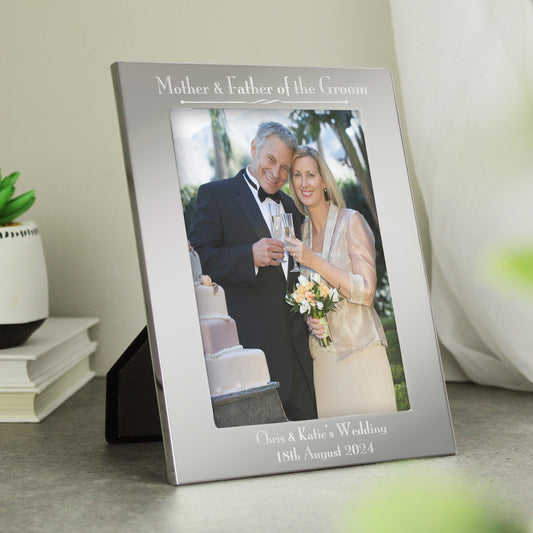 Personalised Silver 5x7 Decorative Mother & Father of the Bride Photo Frame