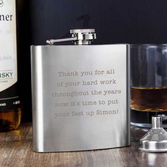 Personalised Any Message Stainless Steel Hip Flask