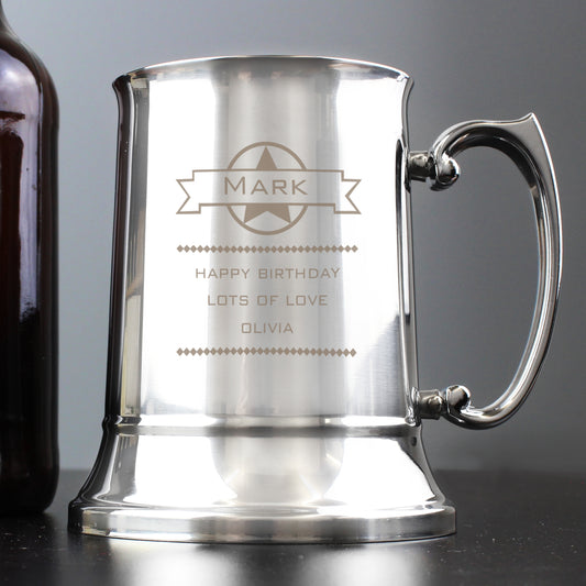 Personalised Diamond Stainless Steel Tankard