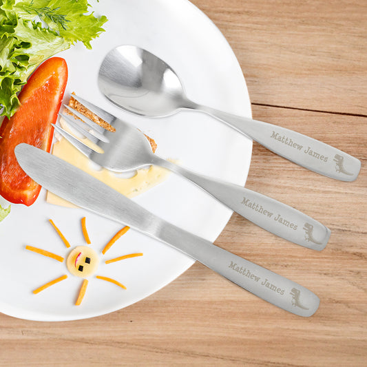 Personalised 3 Piece Dinosaur Cutlery Set