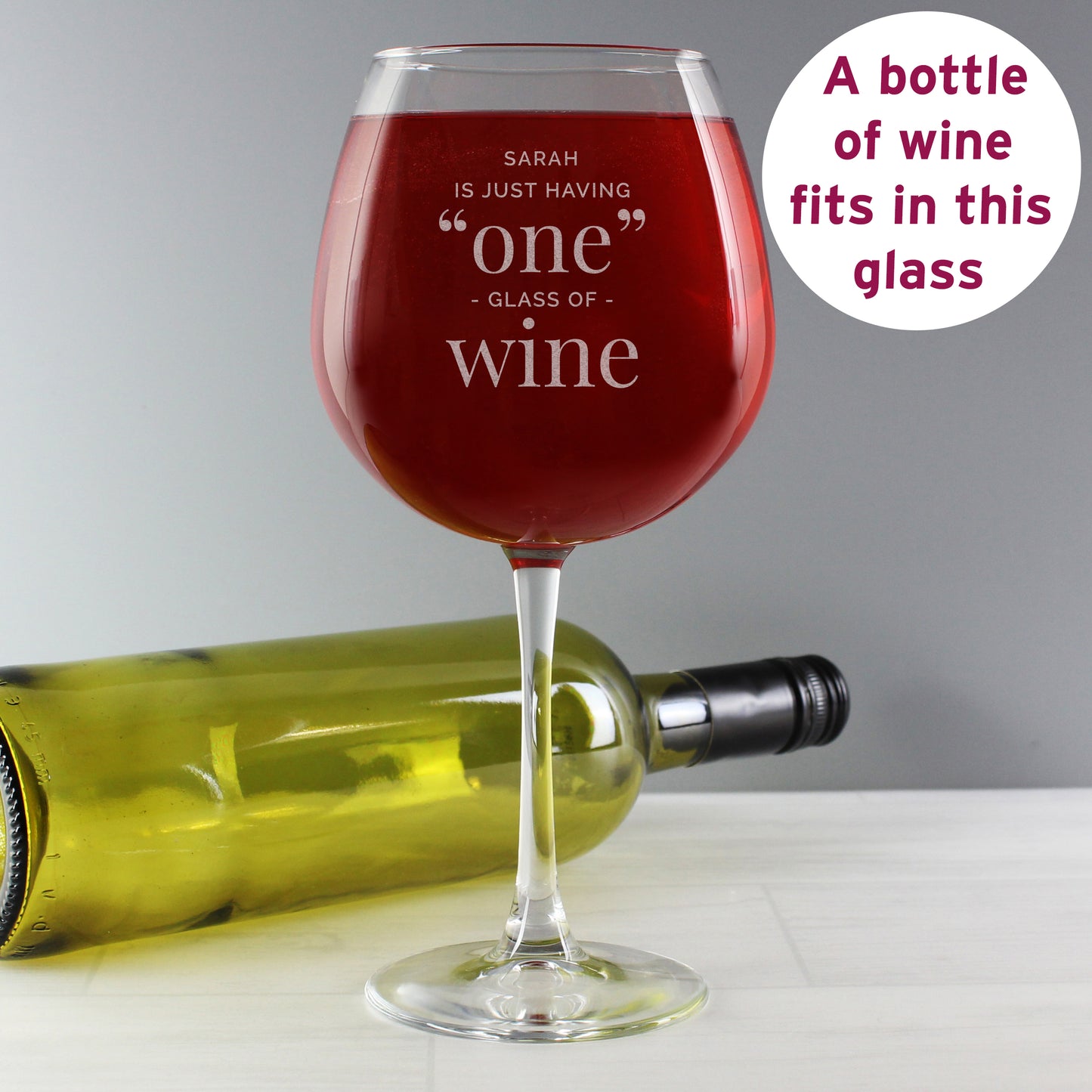 Personalised 'One Glass' Bottle of Wine Glass