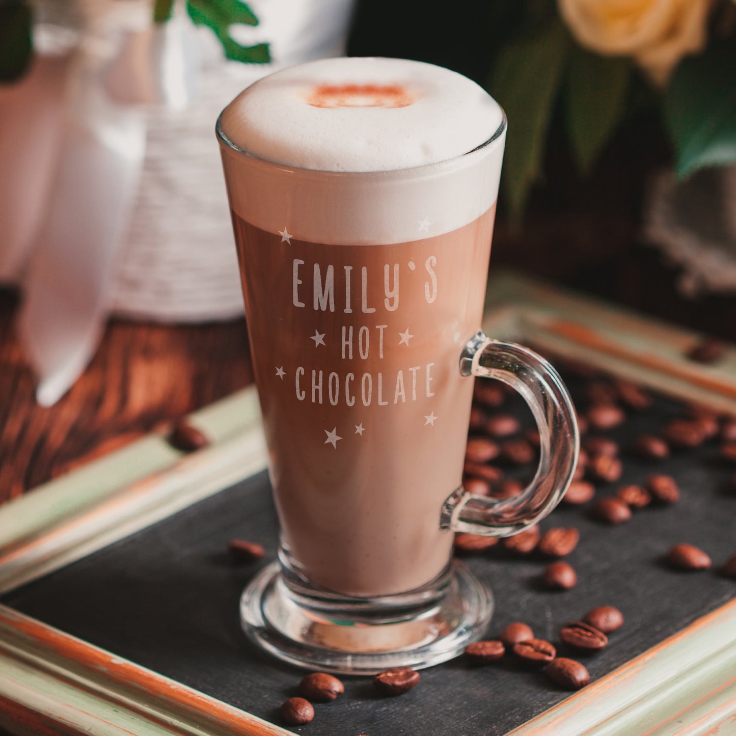 Personalised Stars Hot Chocolate Latte Glass