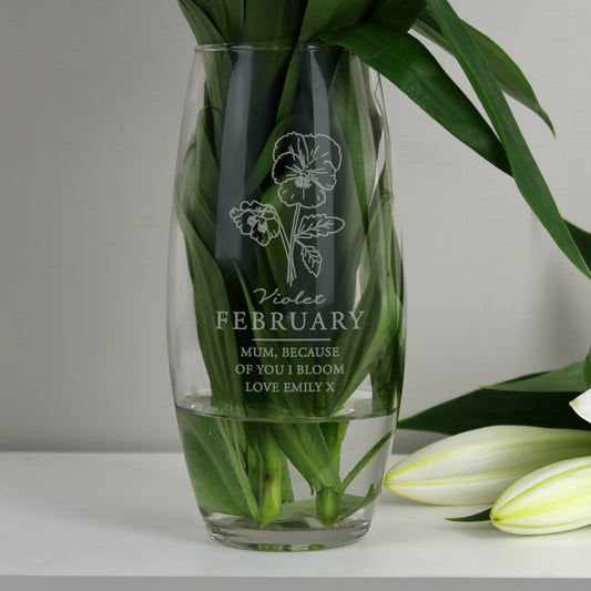 Personalised February Birth Flower Bullet Vase