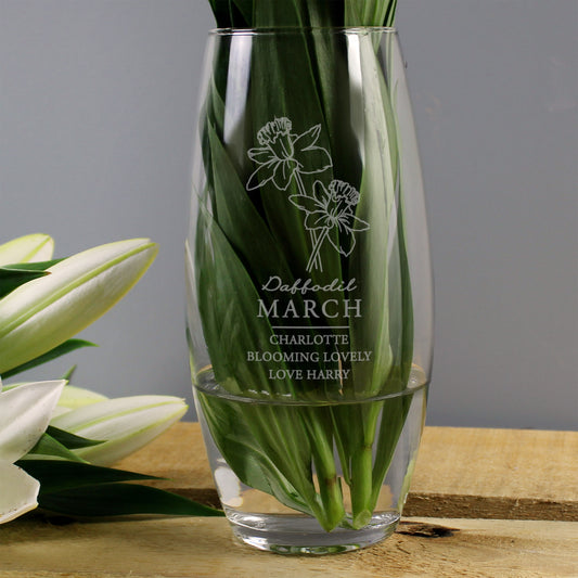 Personalised March Birth Flower Bullet Vase