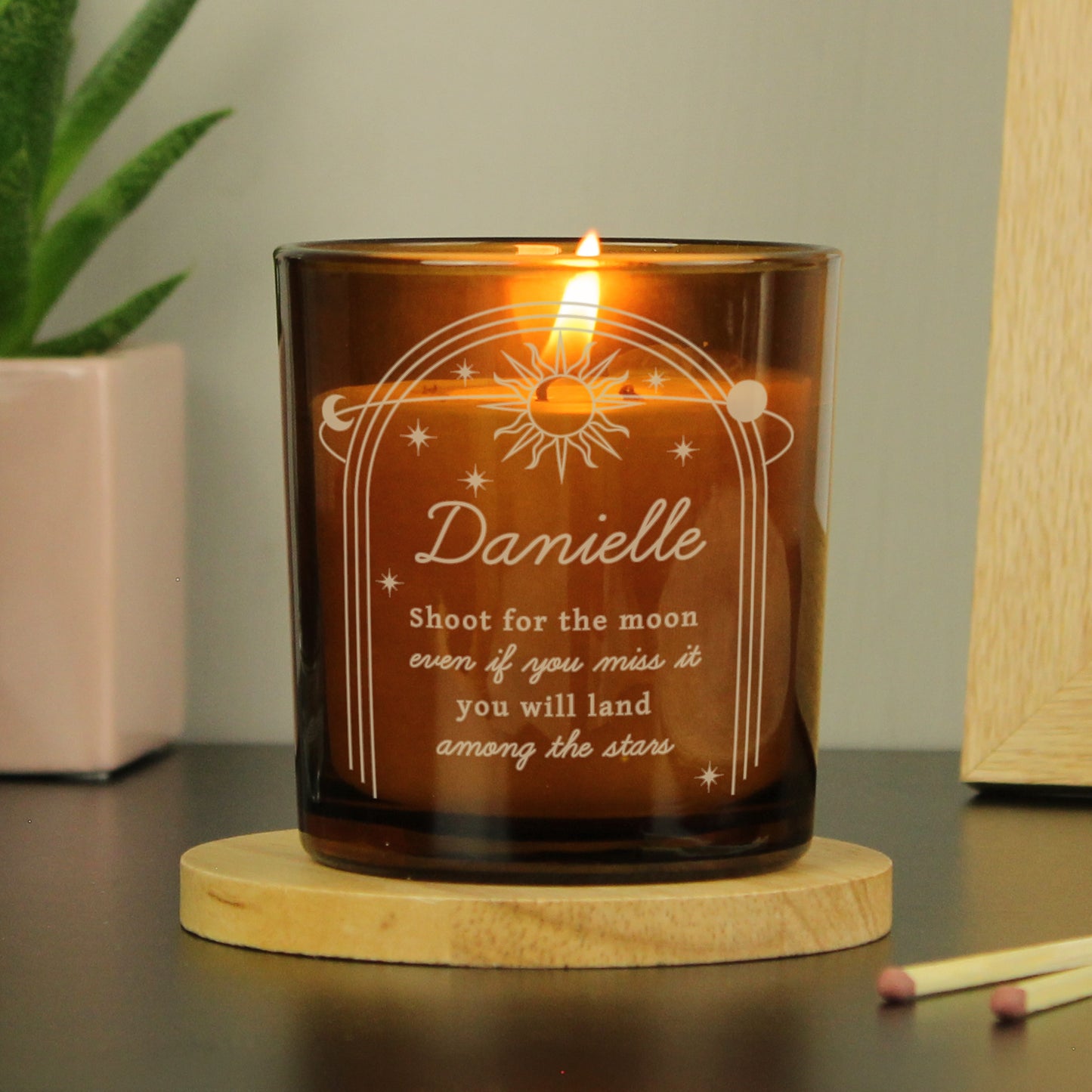 Personalised Celestial Amber Glass Candle