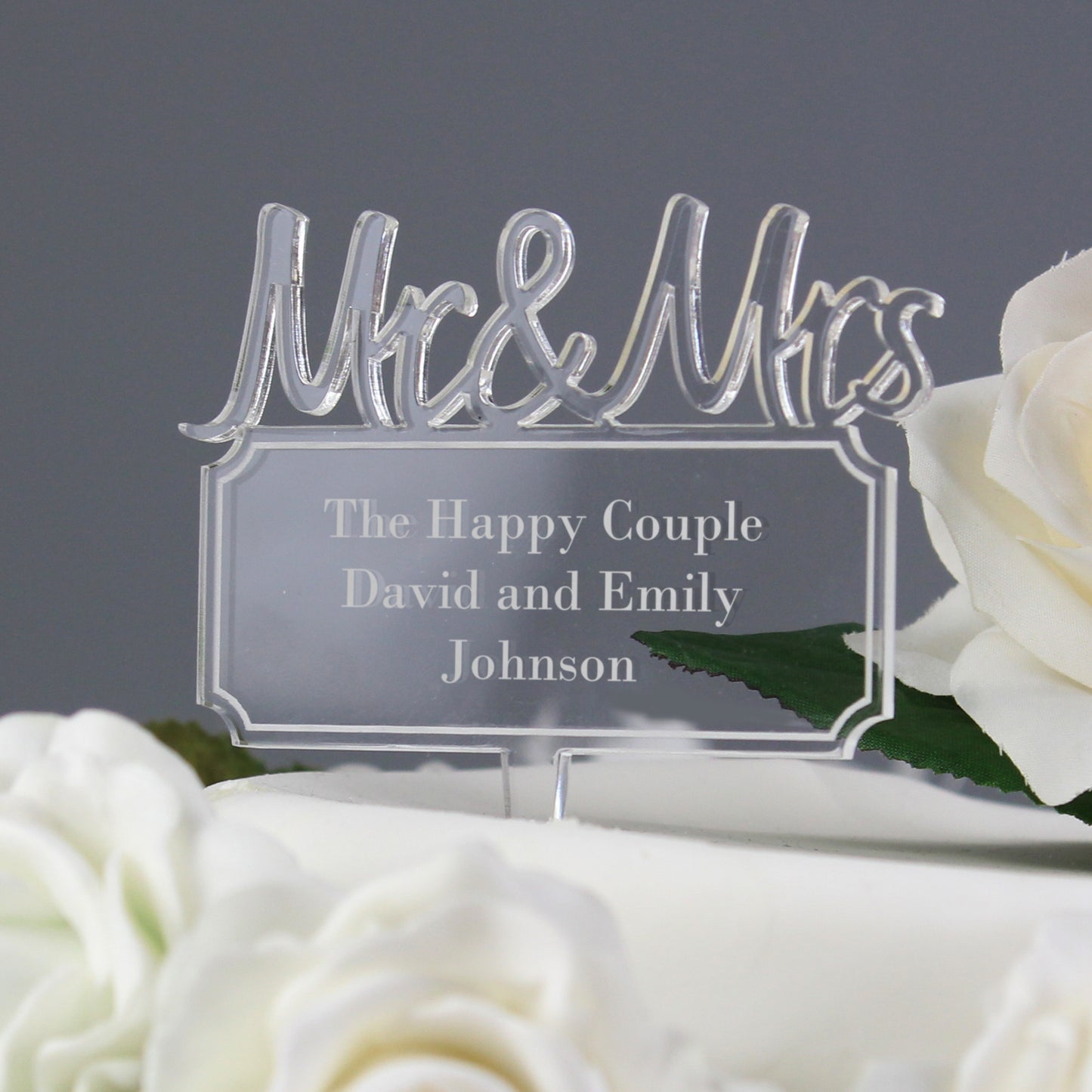 Personalised Mr & Mrs Plaque Acrylic Cake Topper