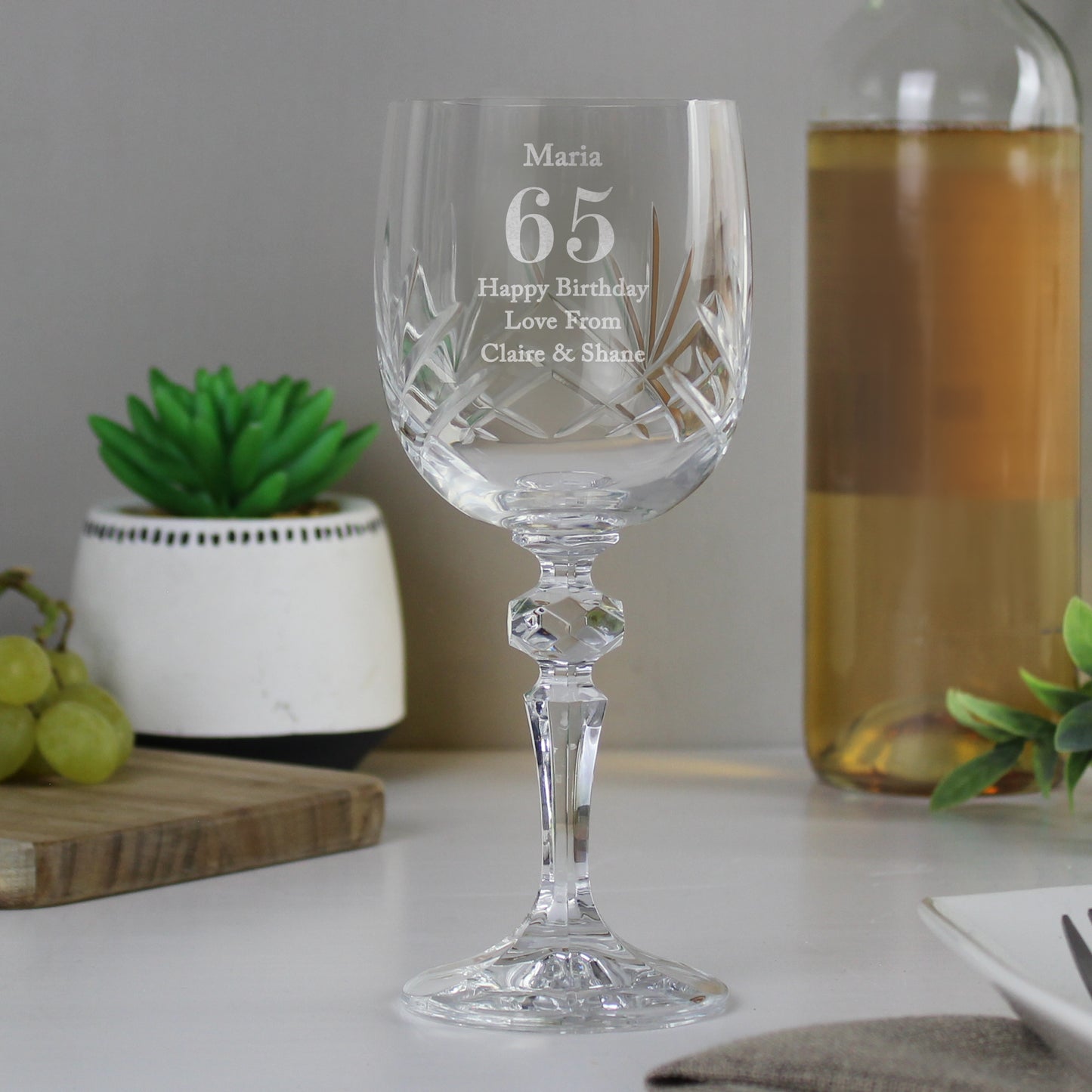 Personalised Big Age Cut Crystal Wine Glass