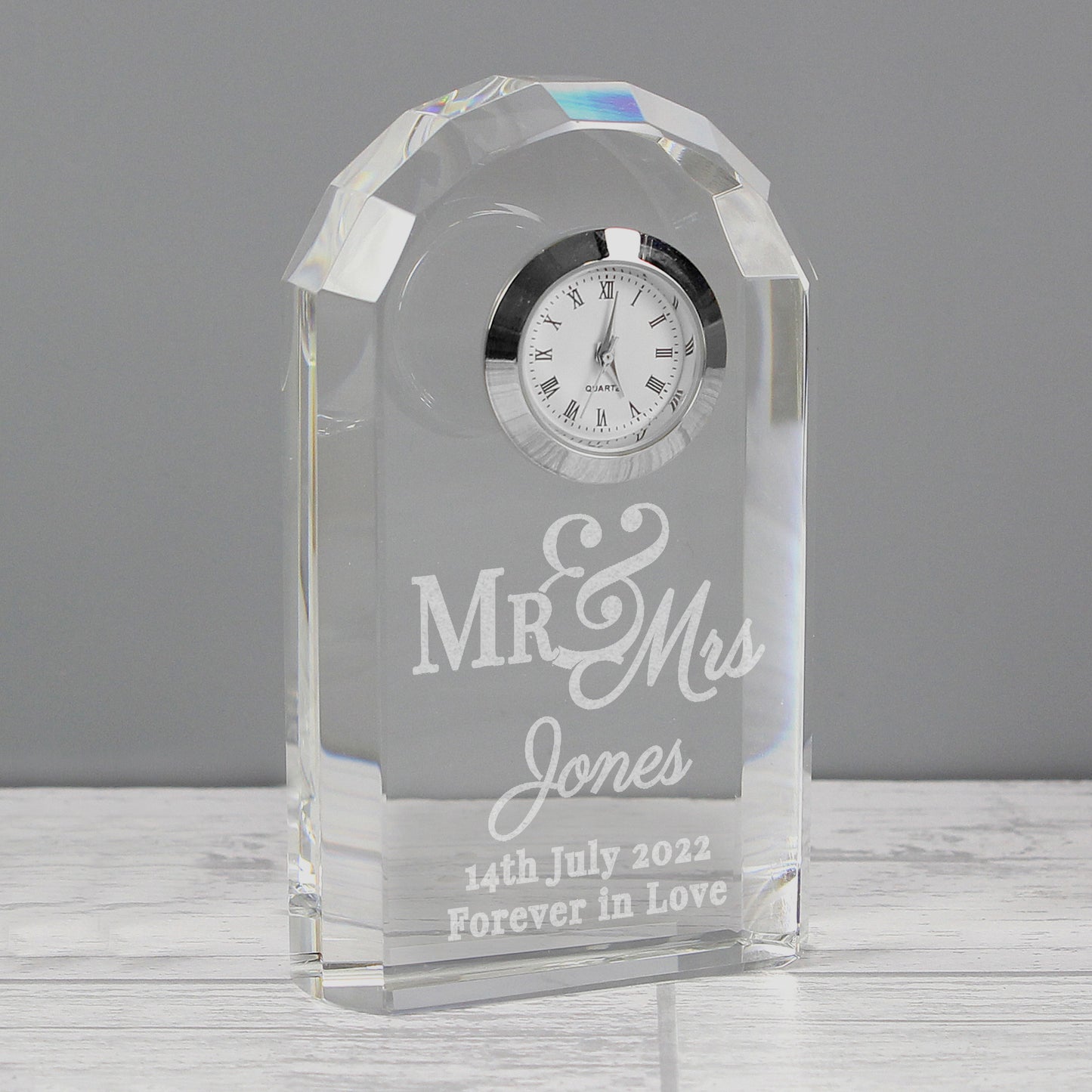 Personalised Mr & Mrs Crystal Clock