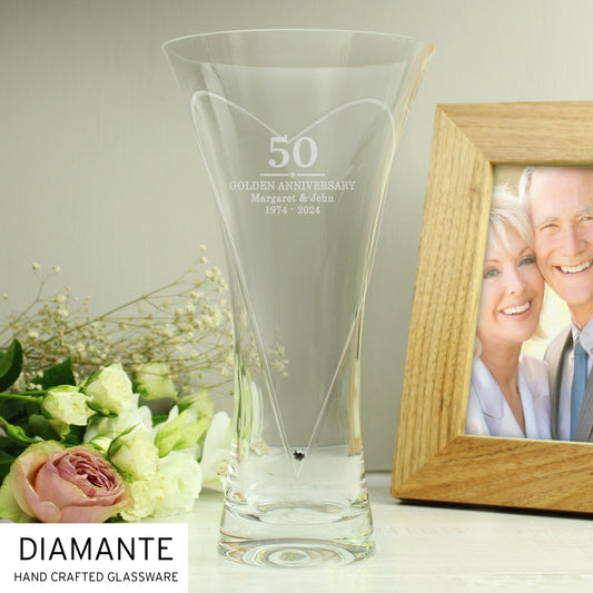 Personalised Special Year Diamante Heart Vase