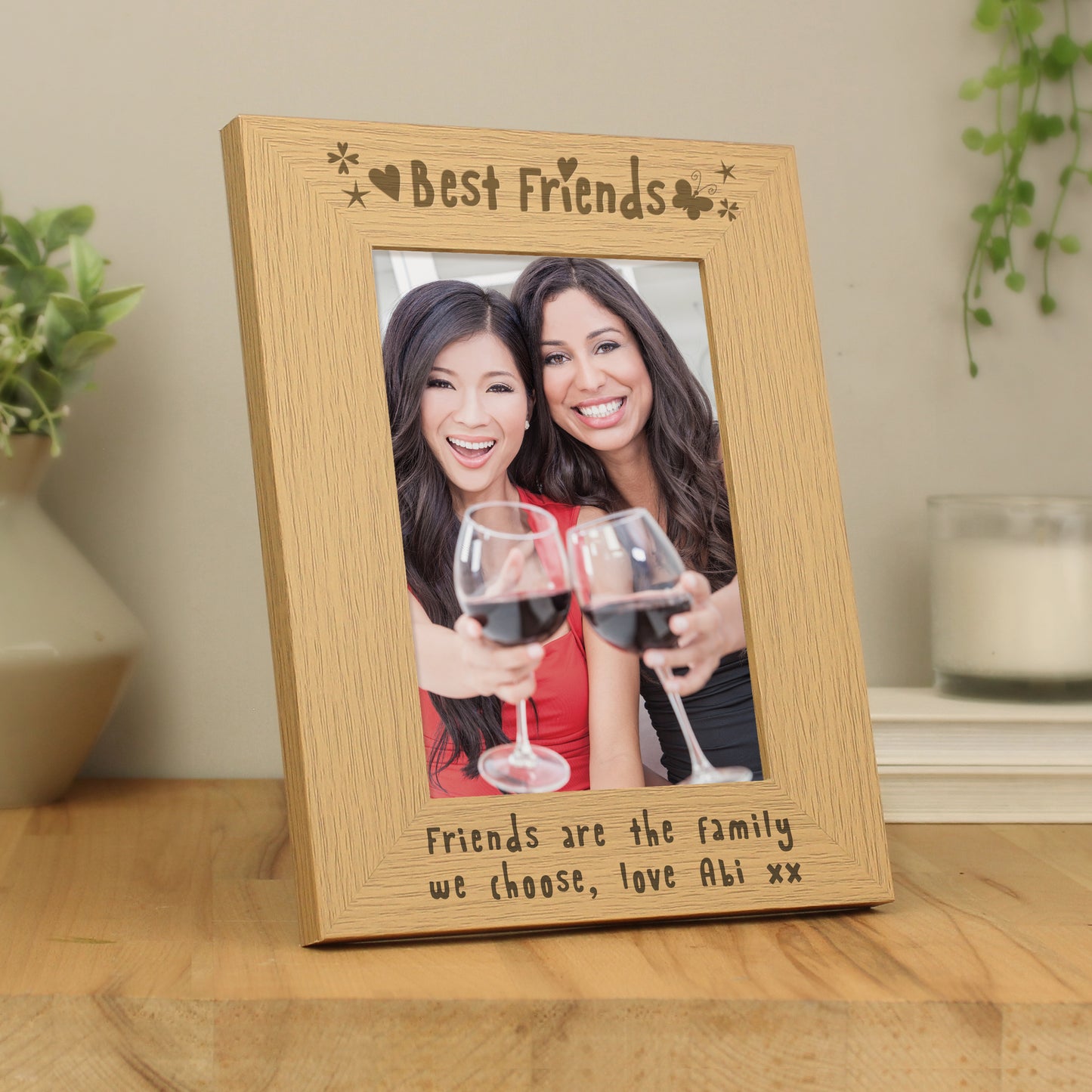 Personalised Best Friends 5x7 Oak Finish Photo Frame