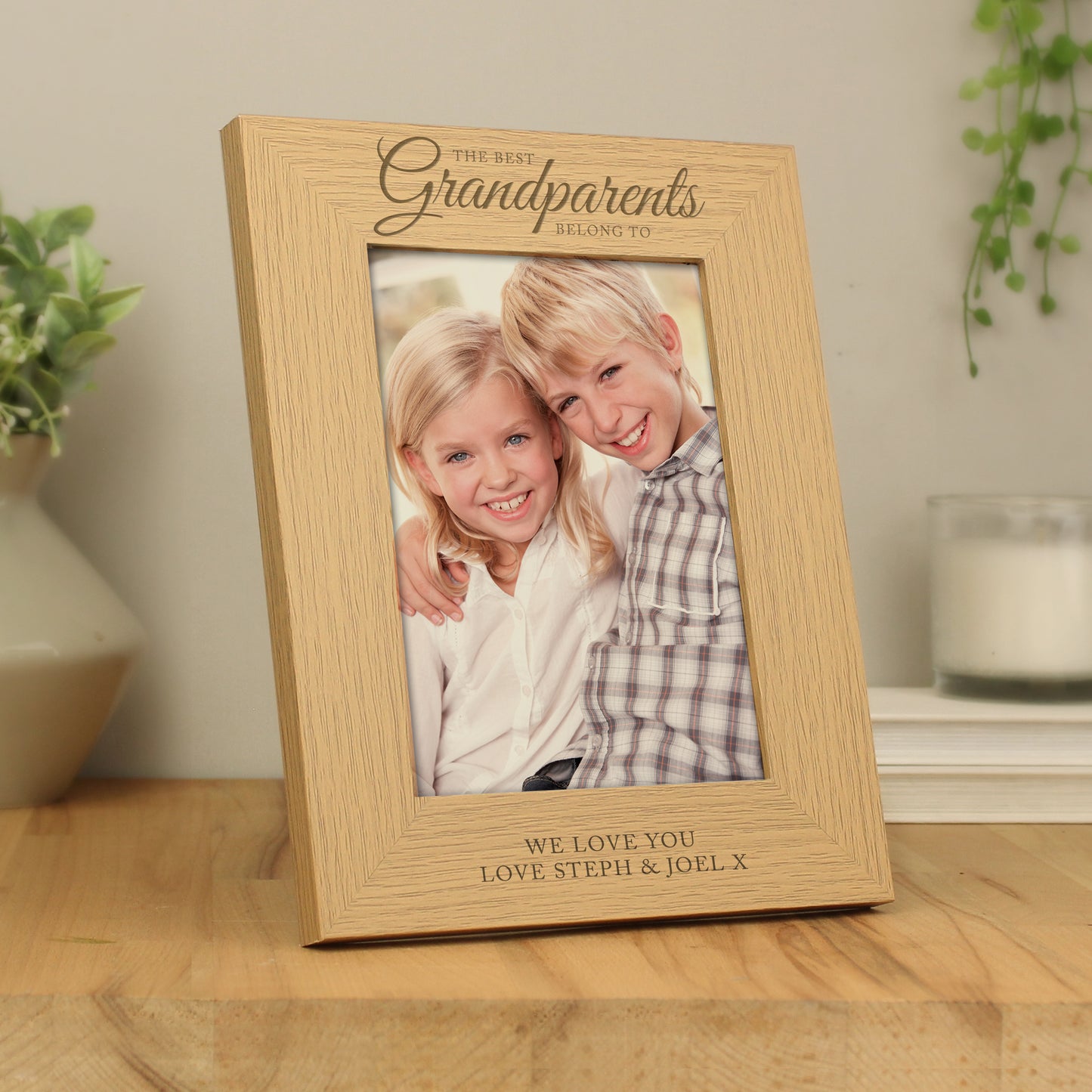 Personalised 'The Best Grandparents' 5x7 Oak Finish Photo Frame