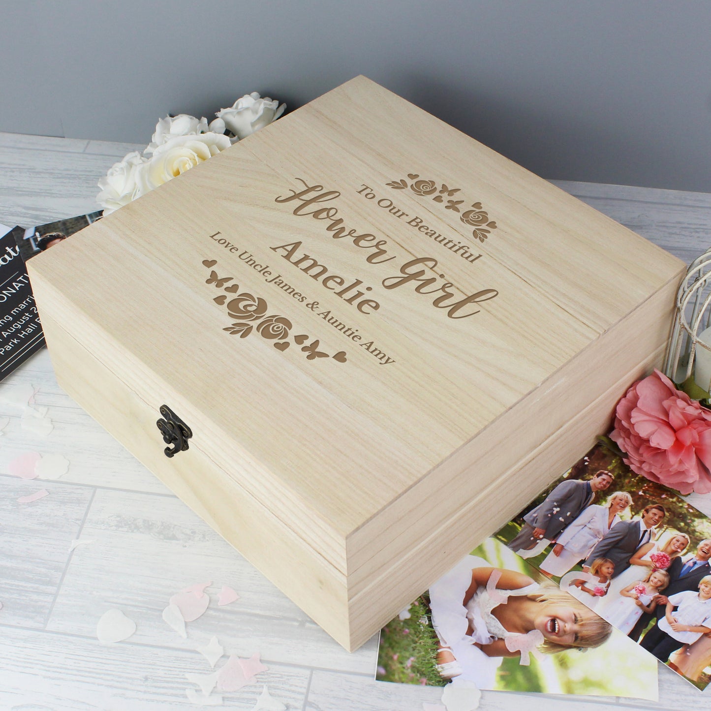 Personalised Floral Engraved Keepsake Box