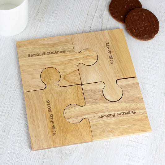 Personalised Message Jigsaw Coasters