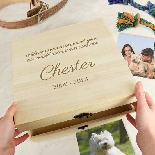 Personalised Pet Memorial Large Wooden Keepsake Box