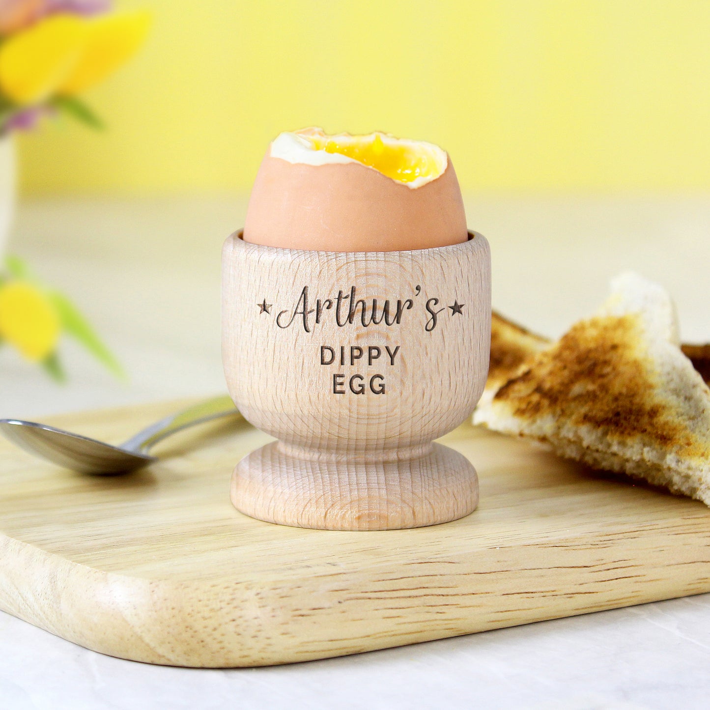 Personalised Stars Wooden Egg Cup