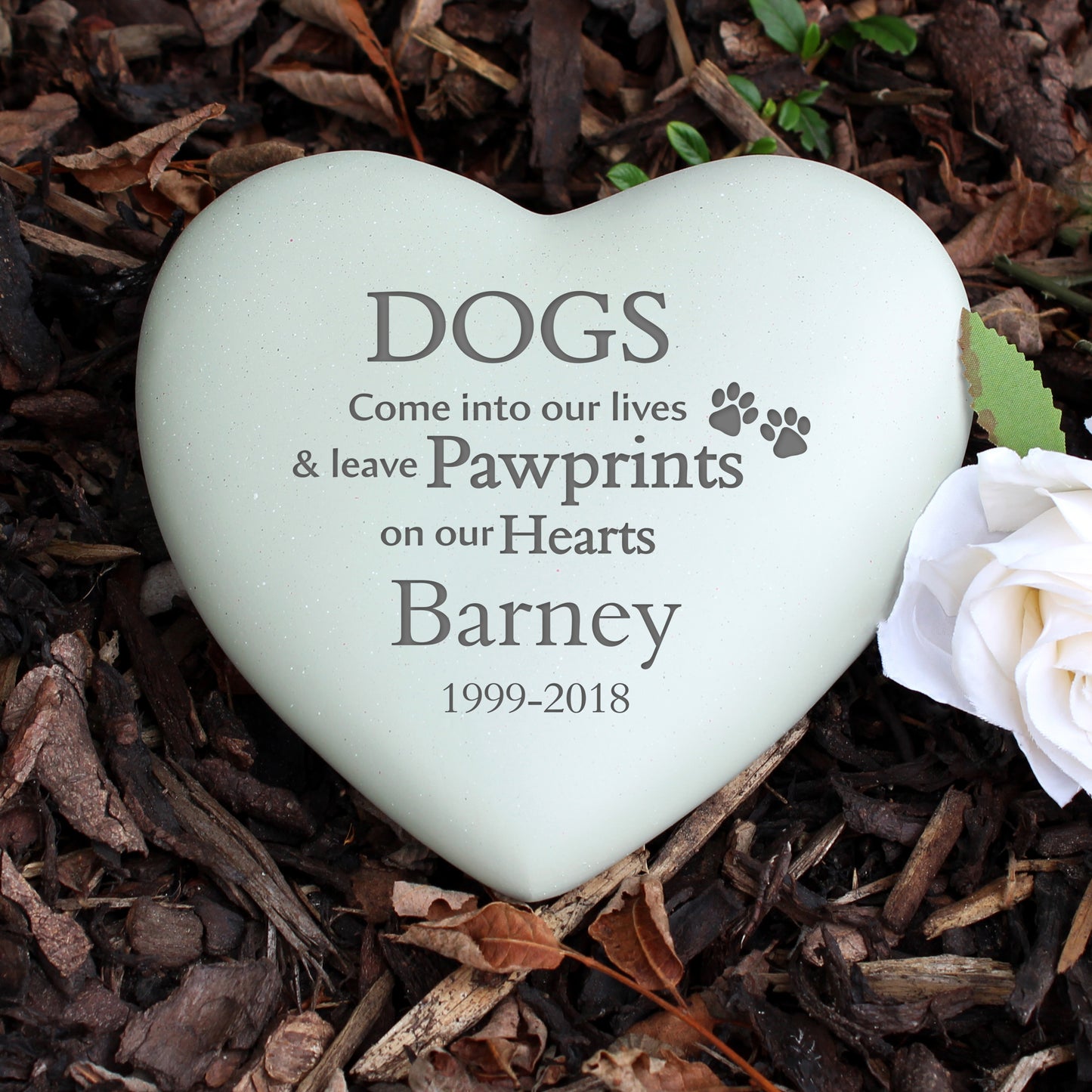 Personalised Dog Pawprints Heart Memorial