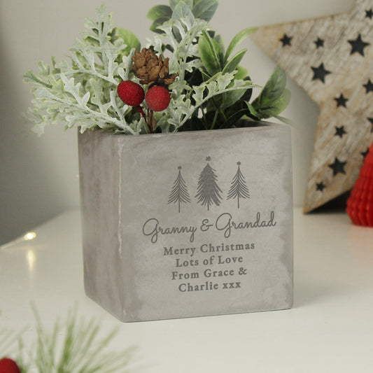 Personalised Christmas Tree Concrete Planter