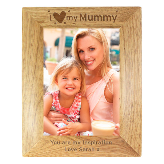 Personalised I Heart My... 5x7 Oak Finish Photo Frame