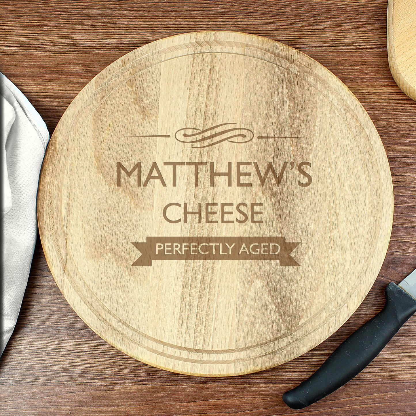 Personalised Perfectly Aged Round Chopping Board