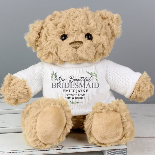 Personalised Geometric Leaf Teddy Bear