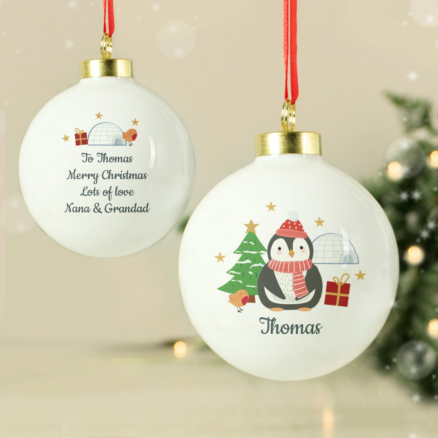 Personalised Christmas Penguin Bauble