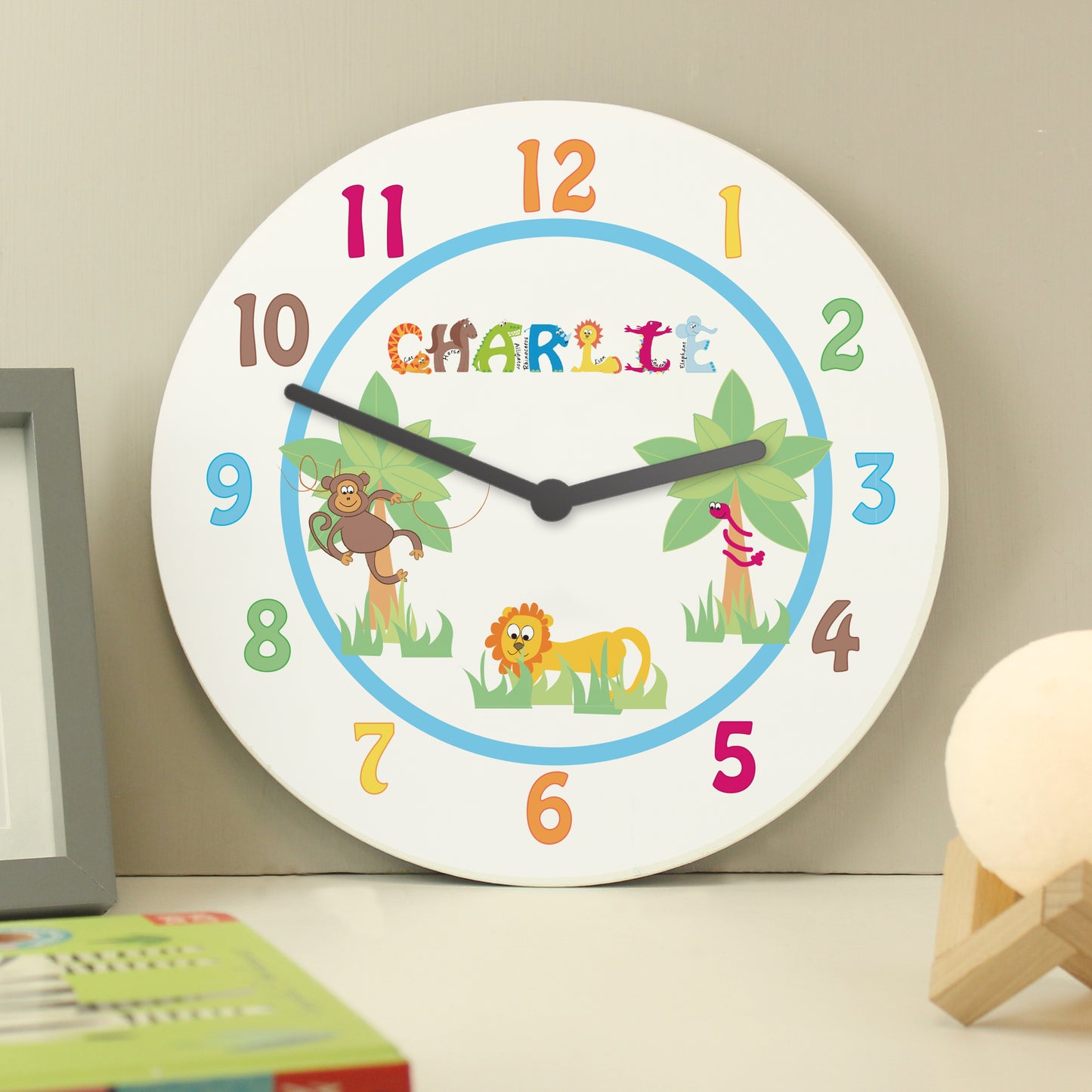 Personalised Blue Animal Alphabet Clock