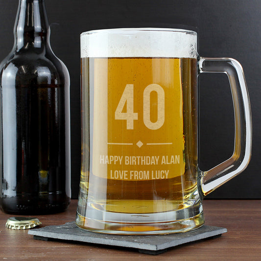 Personalised Big Age Glass Pint Stern Tankard