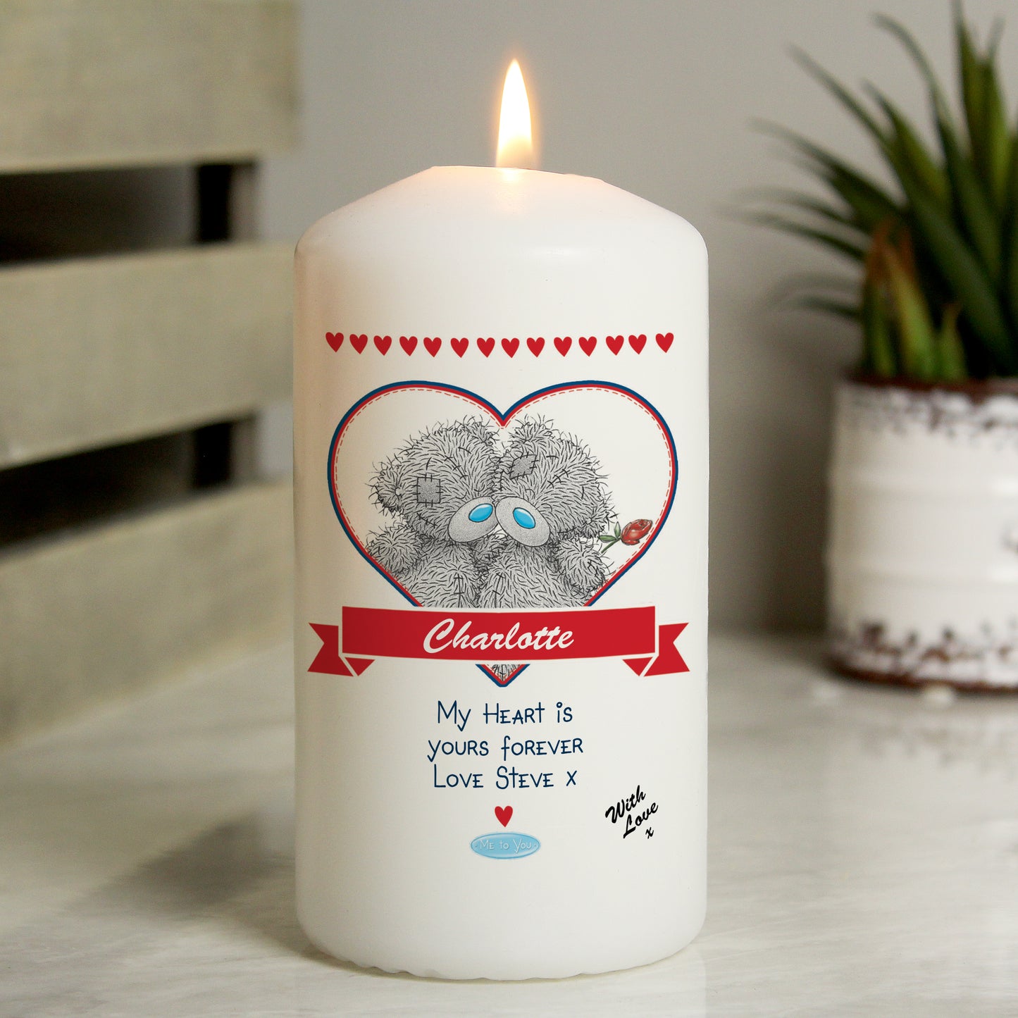 Personalised Me to You Couple Pillar Candle