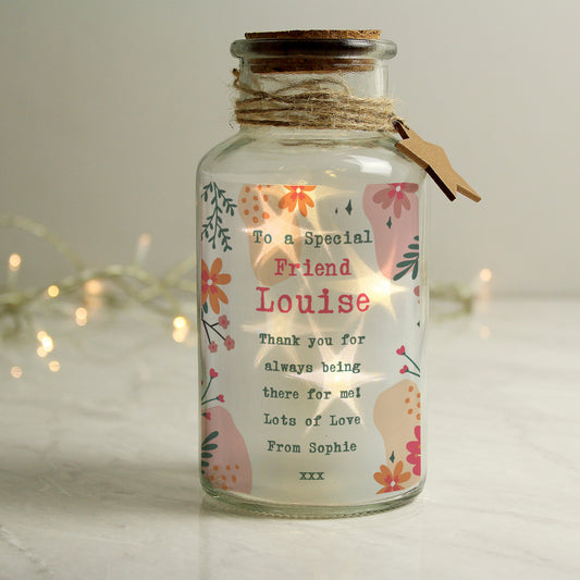 Personalised Floral LED Glass Jar