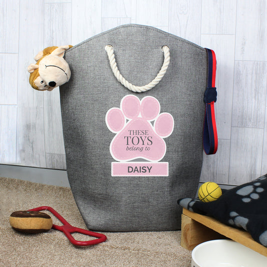 Personalised Pink Paw Print Storage Bag