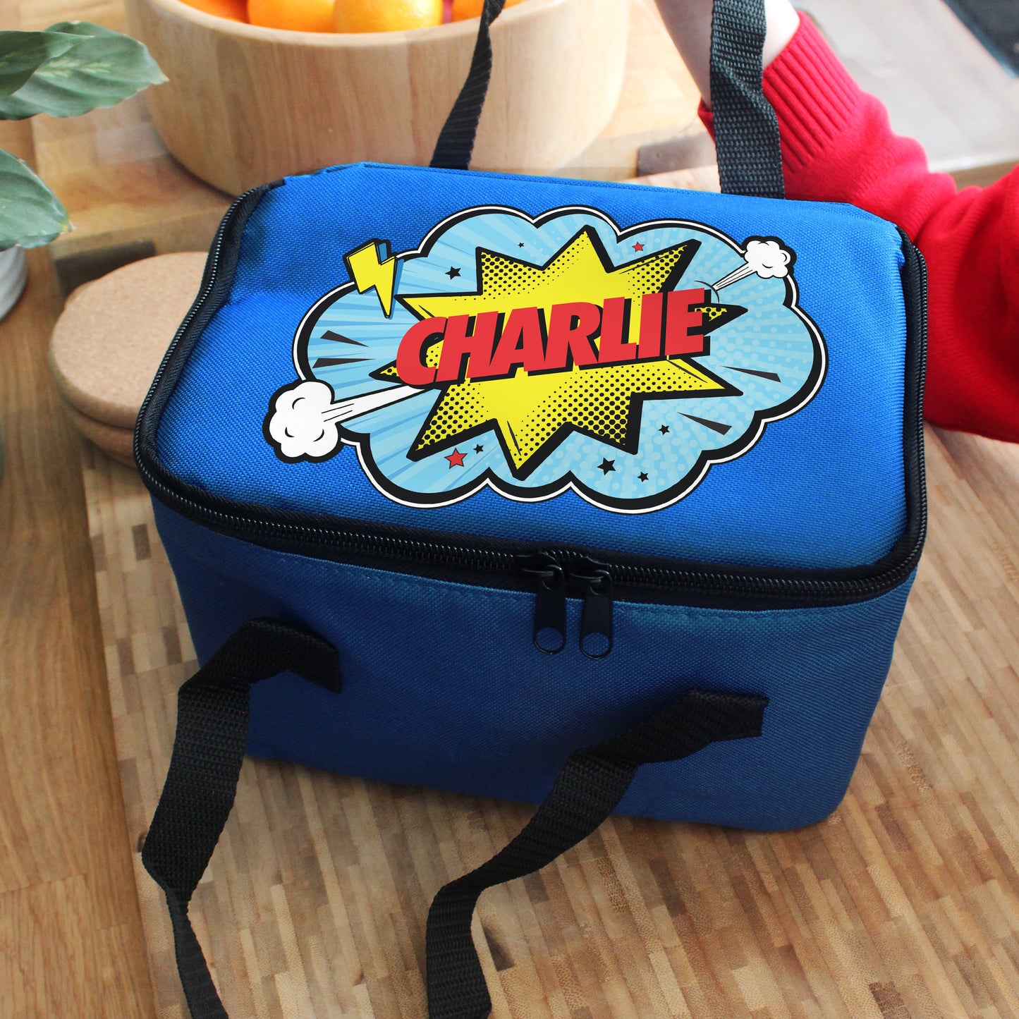 Personalised Superhero Blue Lunch Bag