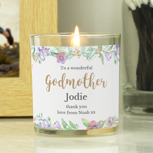 Personalised Floral Watercolour Scented Jar Candle