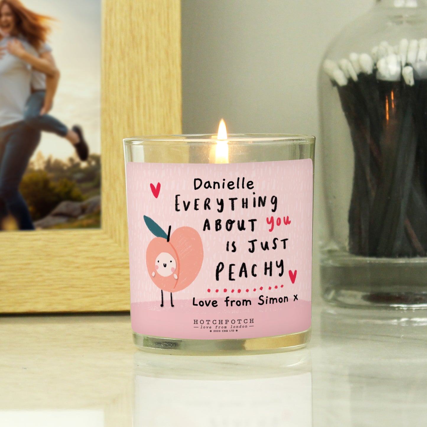 Personalised Hotchpotch Peachy Scented Candle Jar