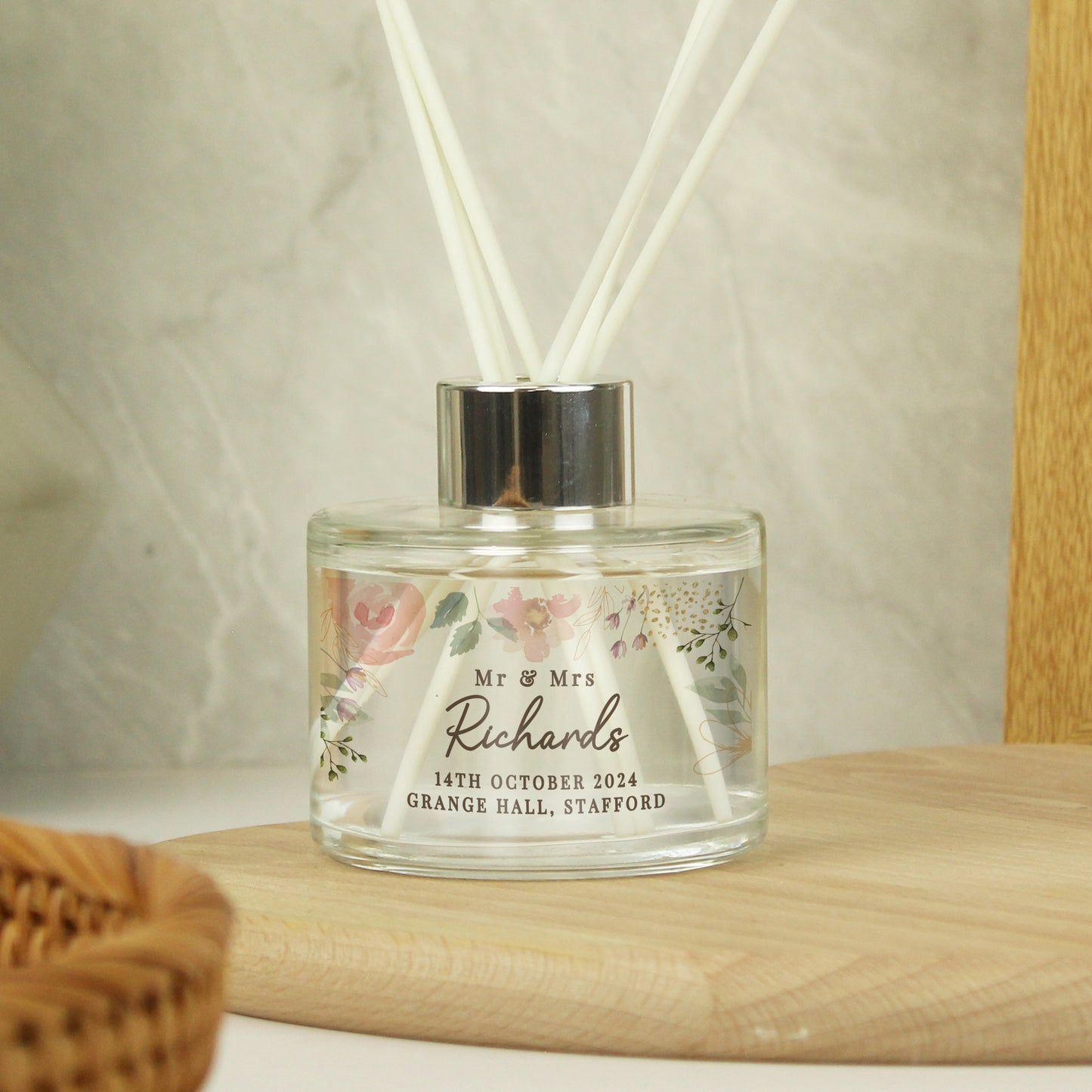 Personalised Floral Watercolour Reed Diffuser