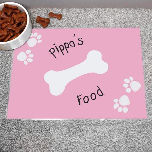 Personalised Pink Paw Print Dog Placemat