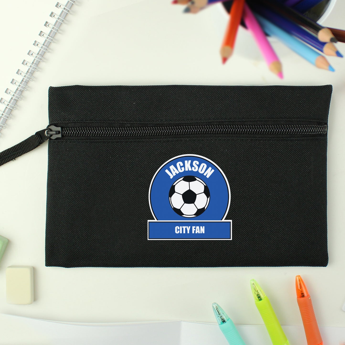 Personalised Dark Blue Football Fan Pencil Case