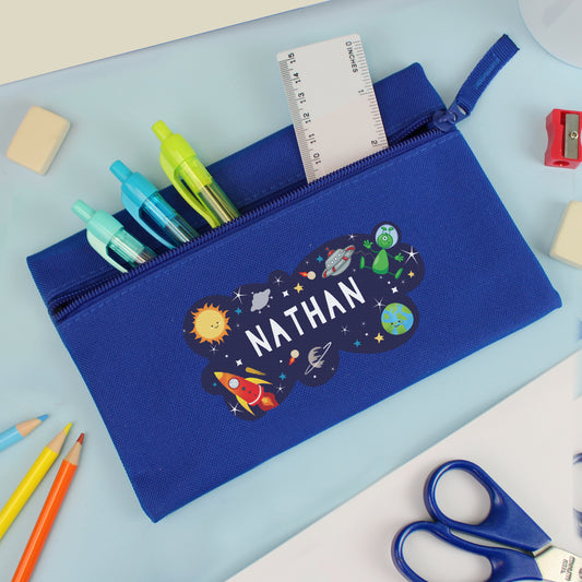 Personalised Space Blue Pencil Case