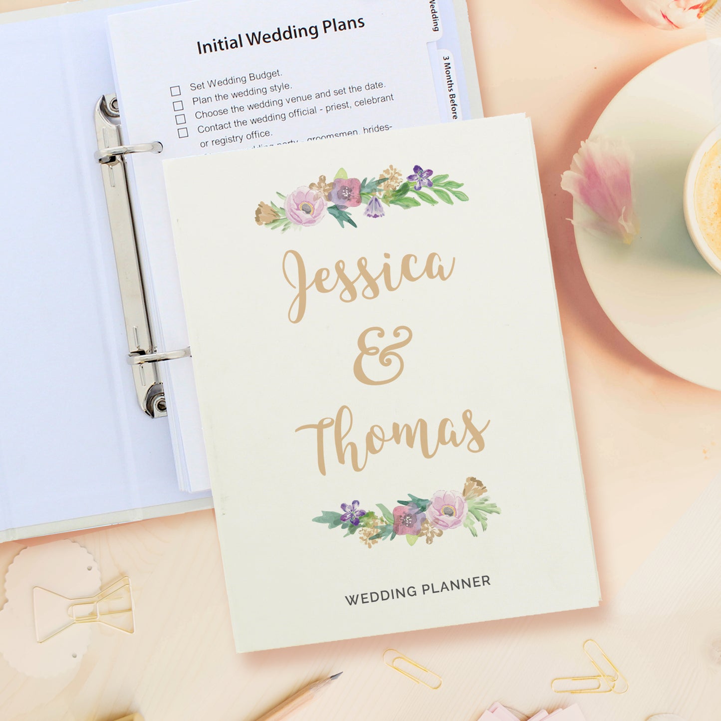 Personalised Floral Watercolour Wedding Planner