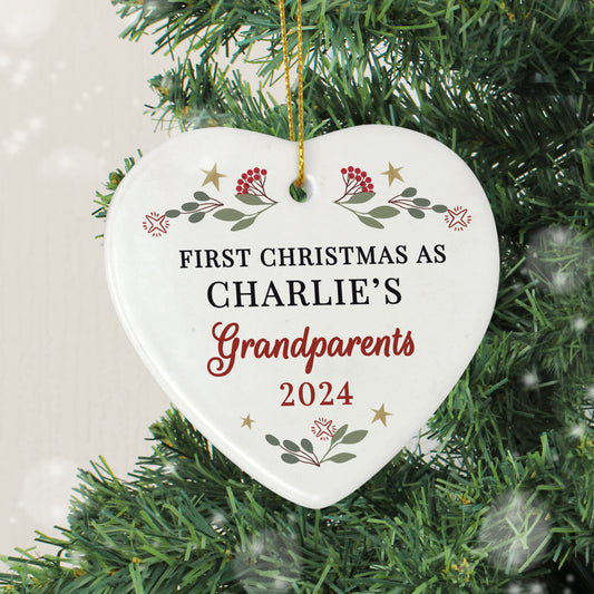 Personalised First Christmas As Grandparents Tree Decoration