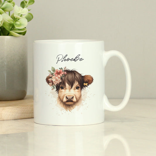 Personalised Highland Cow Mug - Girl