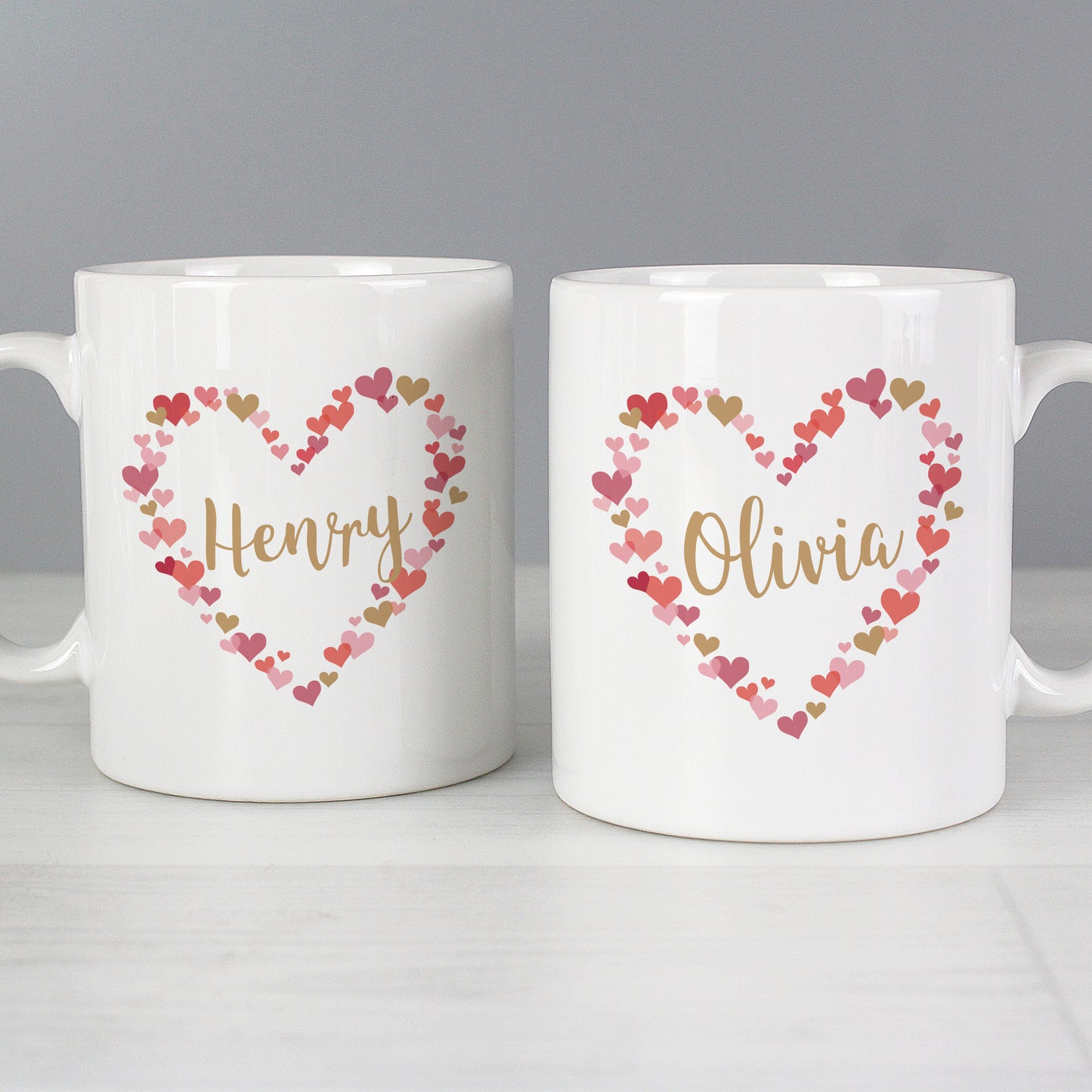 Personalised Confetti Hearts Wedding Mug Set