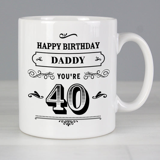 Personalised Birthday Vintage Typography Mug