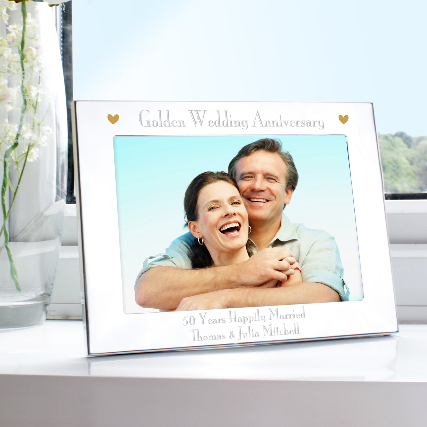 Personalised Silver 5x7 Golden Anniversary Landscape Photo Frame