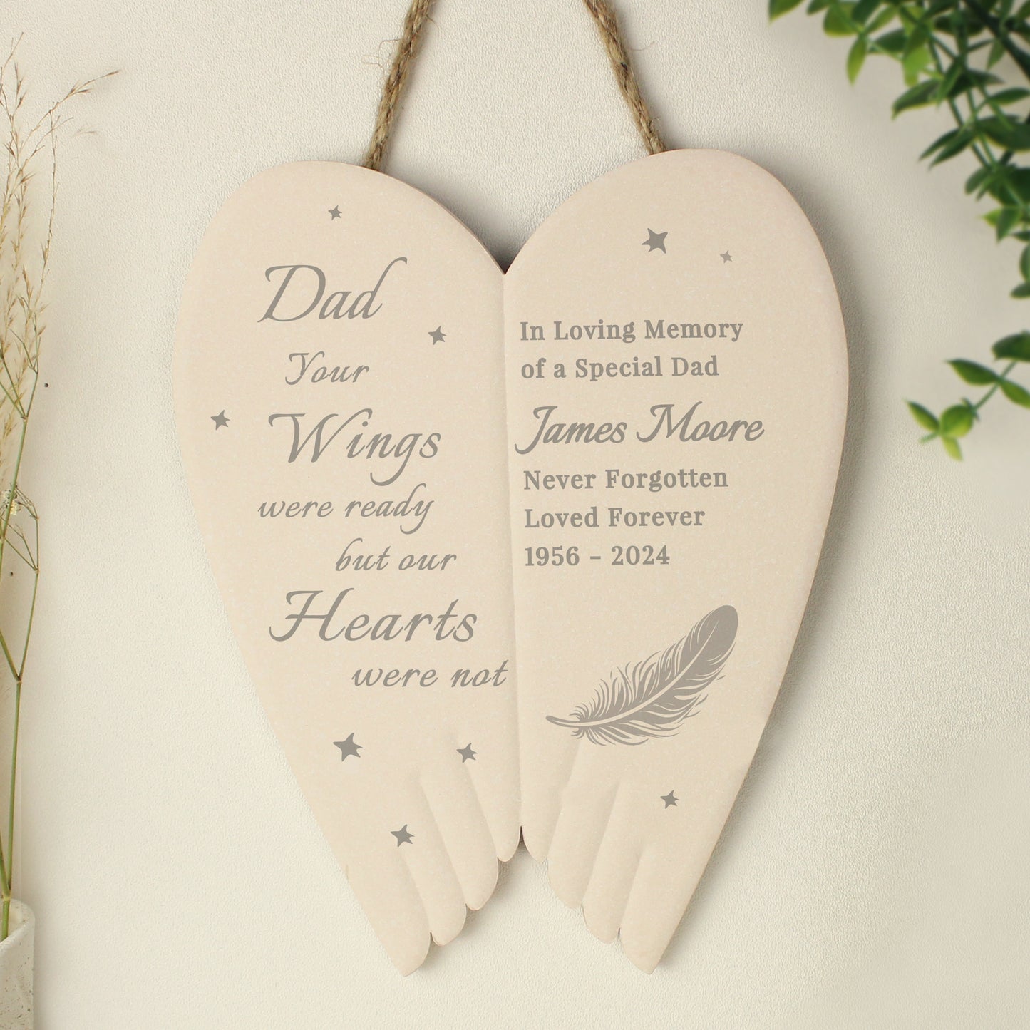 Personalised Memorial Angel Wings Hanging Ornament