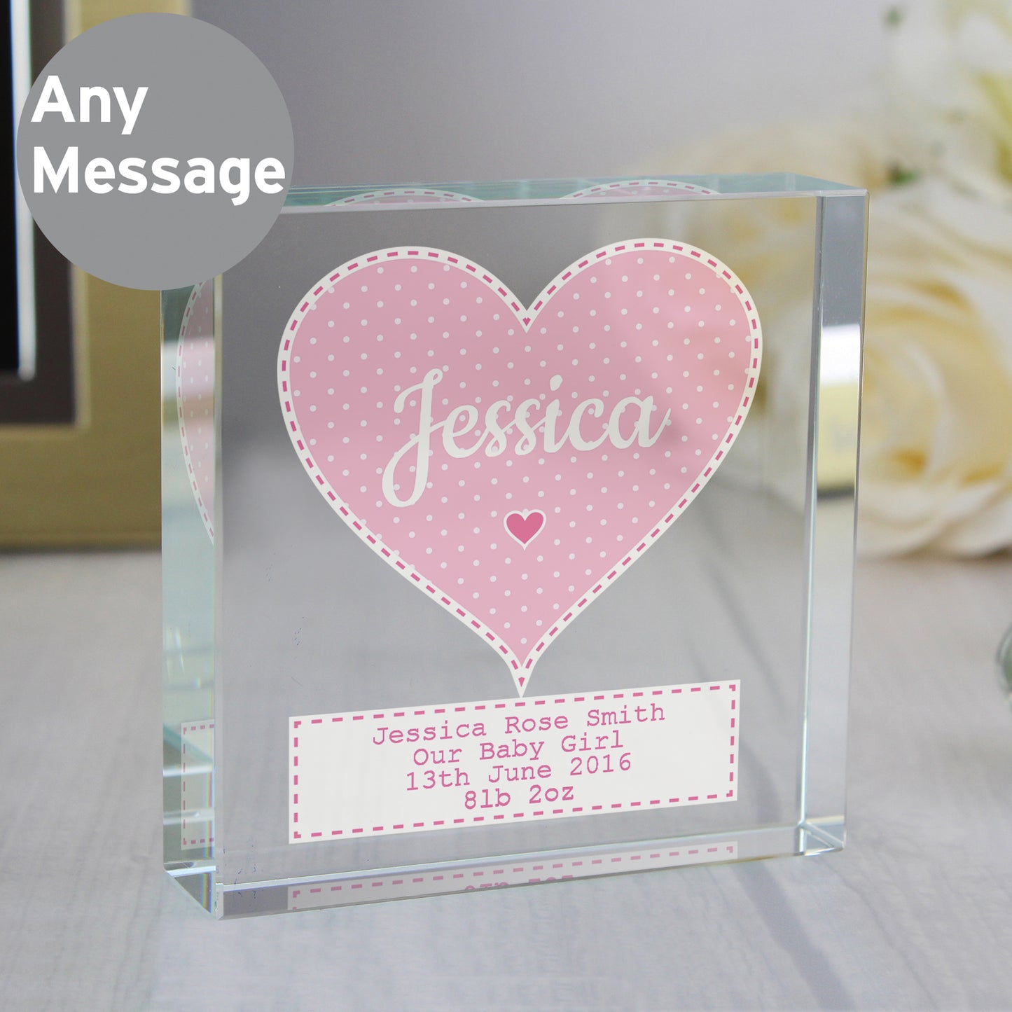 Personalised Stitch & Dot Baby Girl Crystal Token